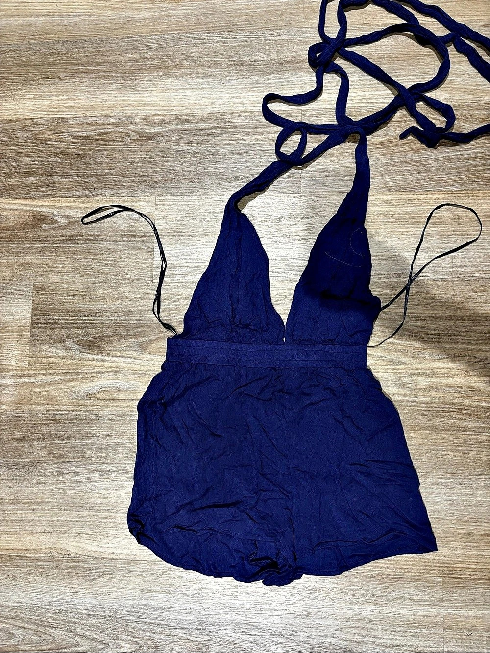 Lulus Milos Navy Blue Convertible Halter Romper Milos Convertible Halter Romper